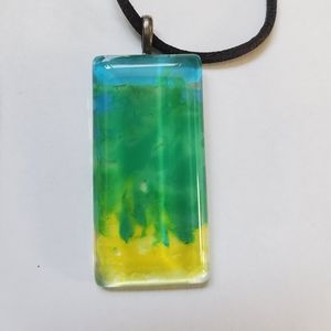 Multi Color Hand Painted Pendant 22'' Necklace